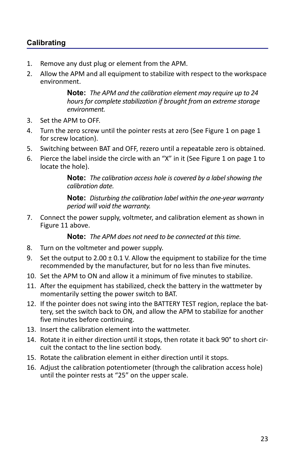 Calibrating | Bird Technologies APM-16 User Manual | Page 35 / 41