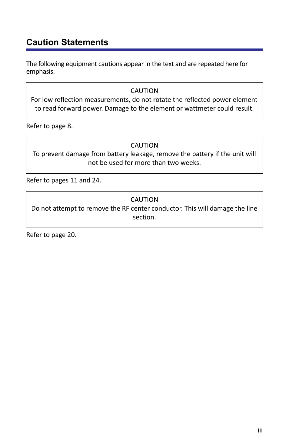 Caution statements | Bird Technologies APM-16 User Manual | Page 5 / 41