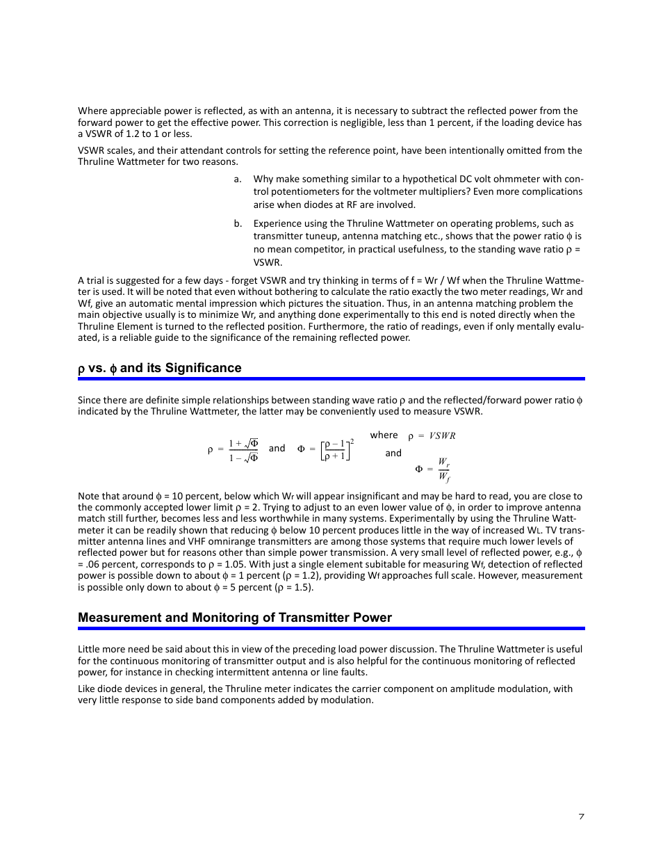 R vs. f and its significance, Measurement and monitoring of transmitter power, Ρ vs. φ and its significance | Bird Technologies 3128A User Manual | Page 19 / 35