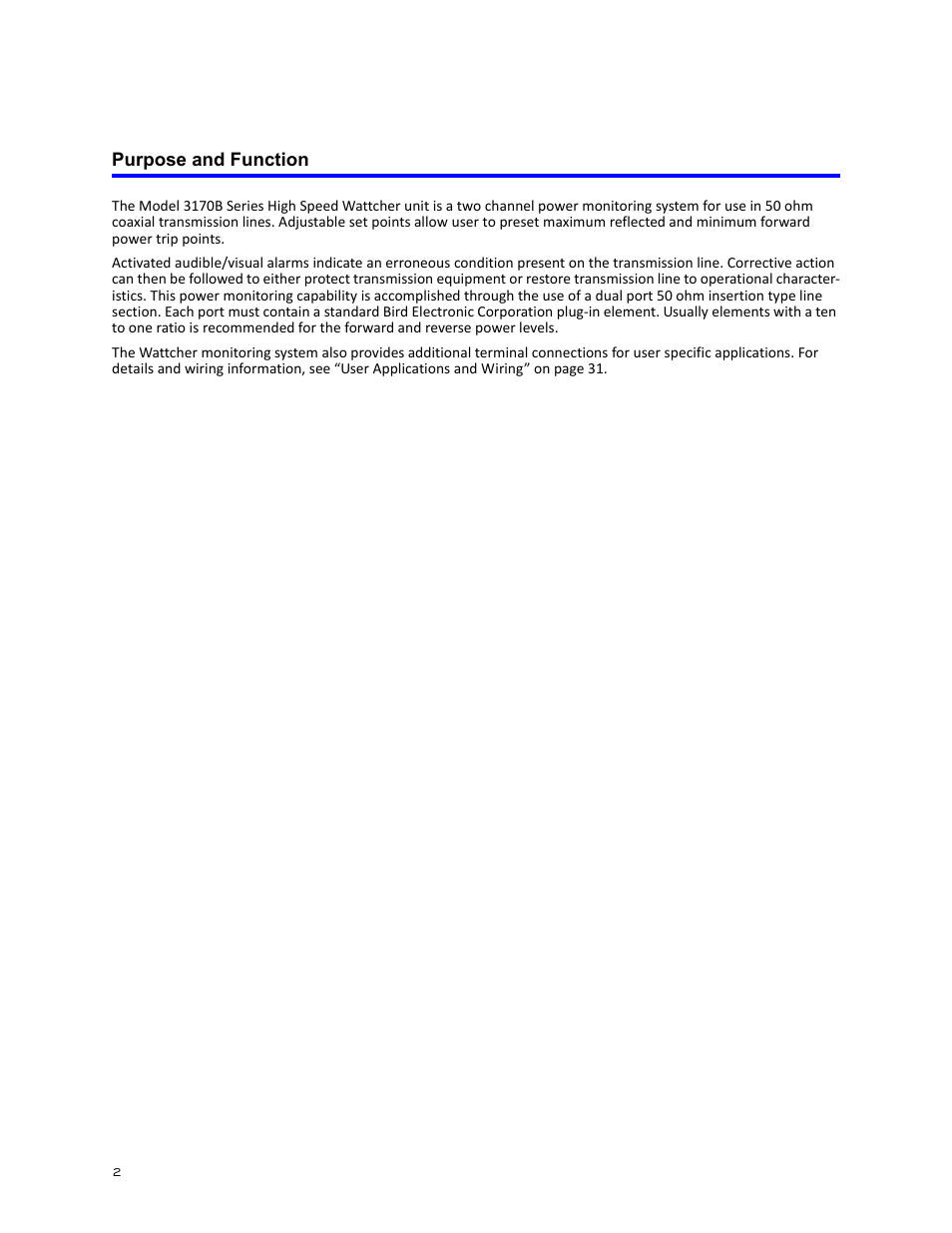 Purpose and function | Bird Technologies 3171B020 User Manual | Page 14 / 49