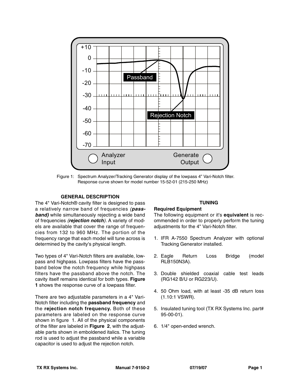 General description, Tuning, Required equipment | Bird Technologies 15-88-01 User Manual | Page 5 / 16