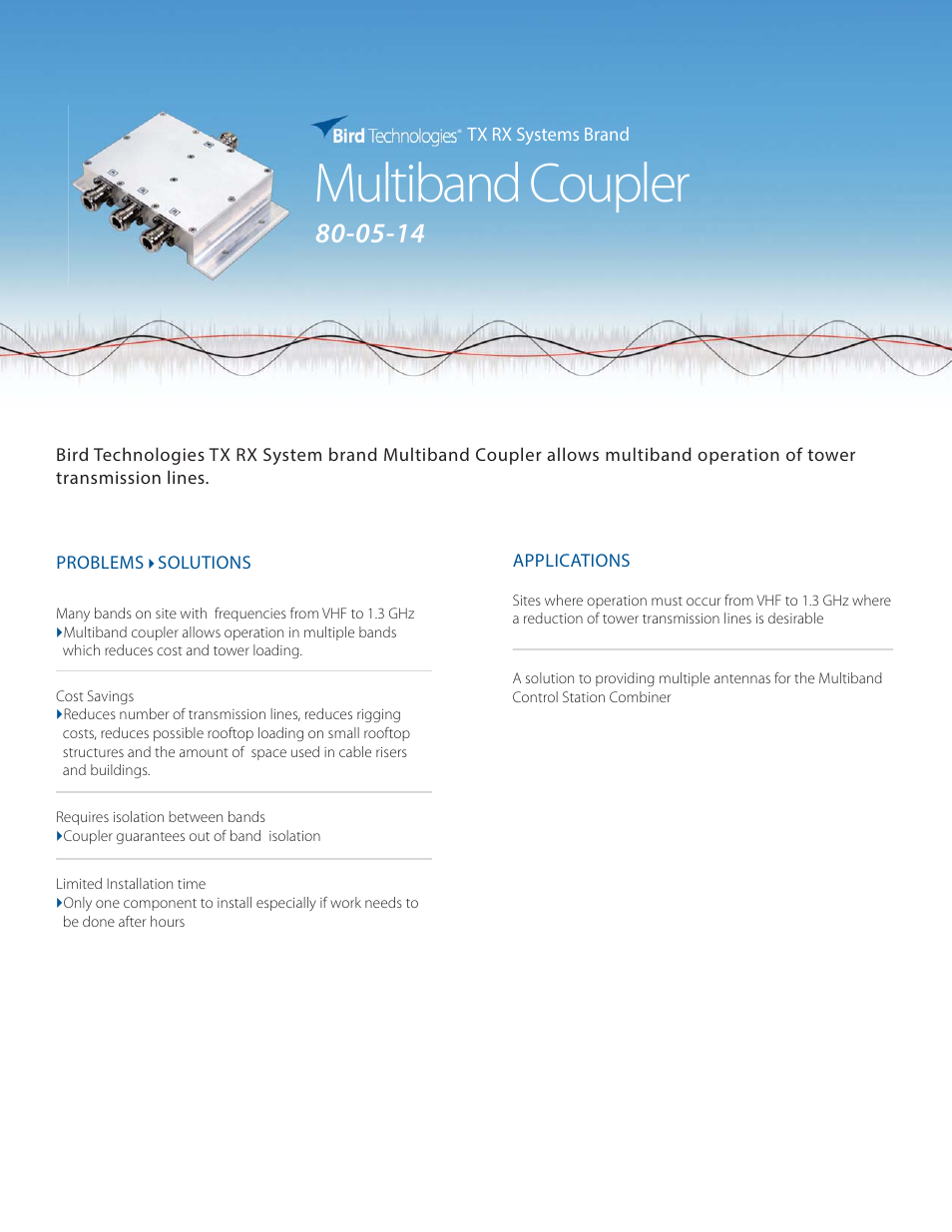 Bird Technologies 80-05-14 User Manual | 2 pages