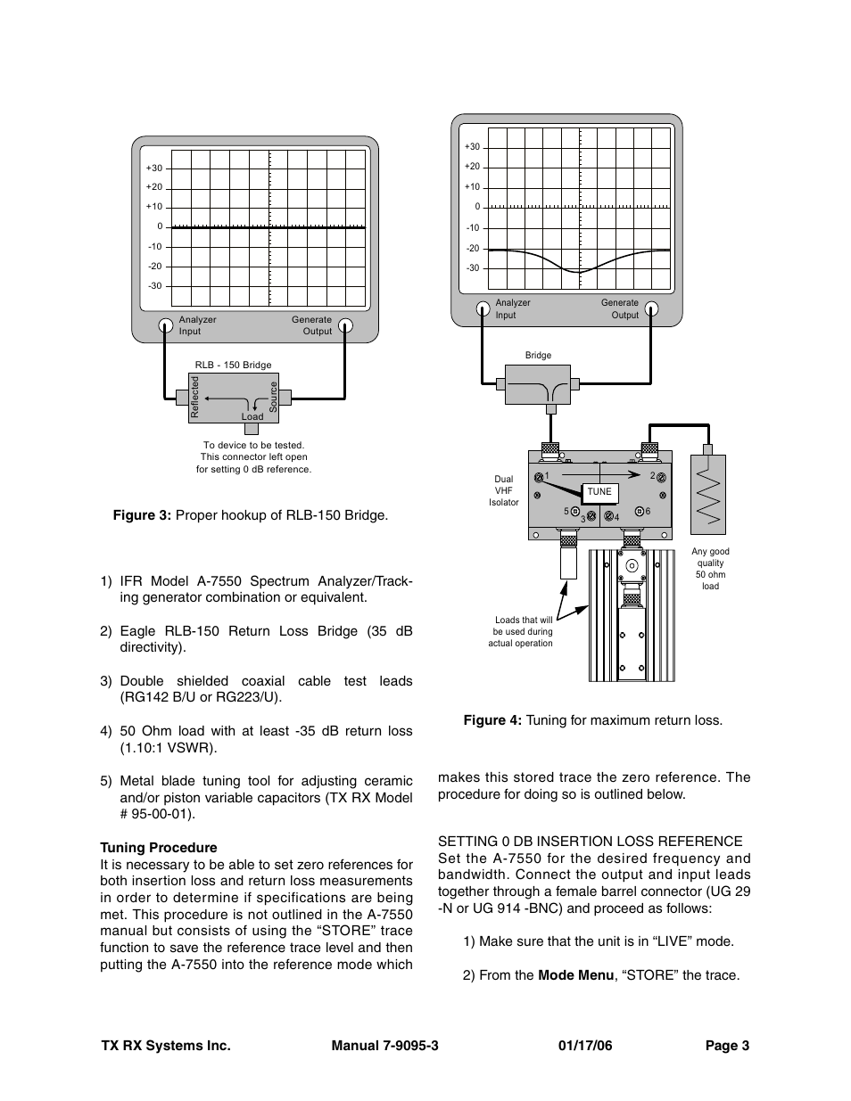 Figure 4: tuning for maximum return loss, Figure 3: proper hookup of rlb-150 bridge | Bird Technologies 81-37-25 Series User Manual | Page 7 / 16