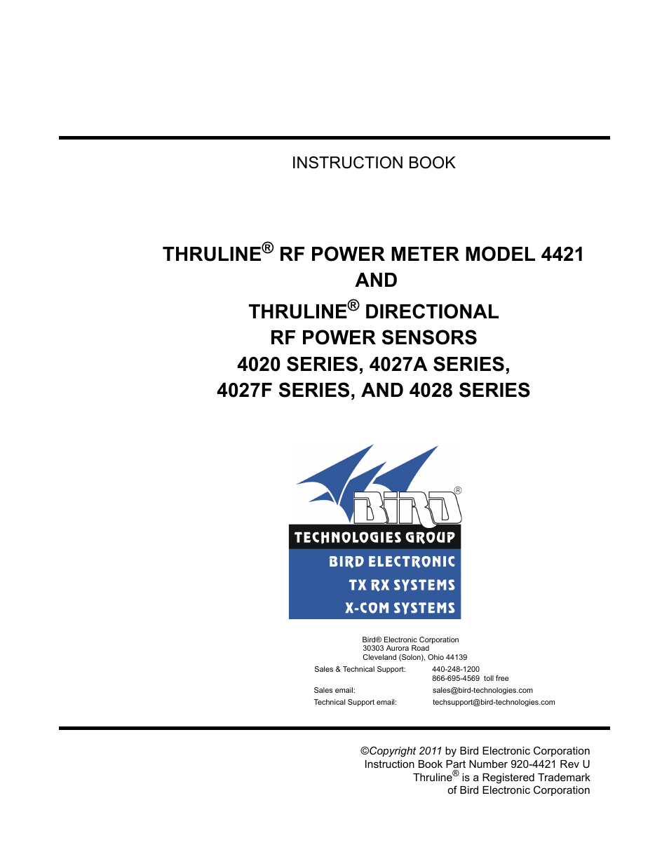 Bird Technologies 4421 User Manual | 64 pages