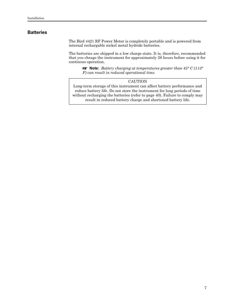 Batteries | Bird Technologies 4421 User Manual | Page 19 / 64