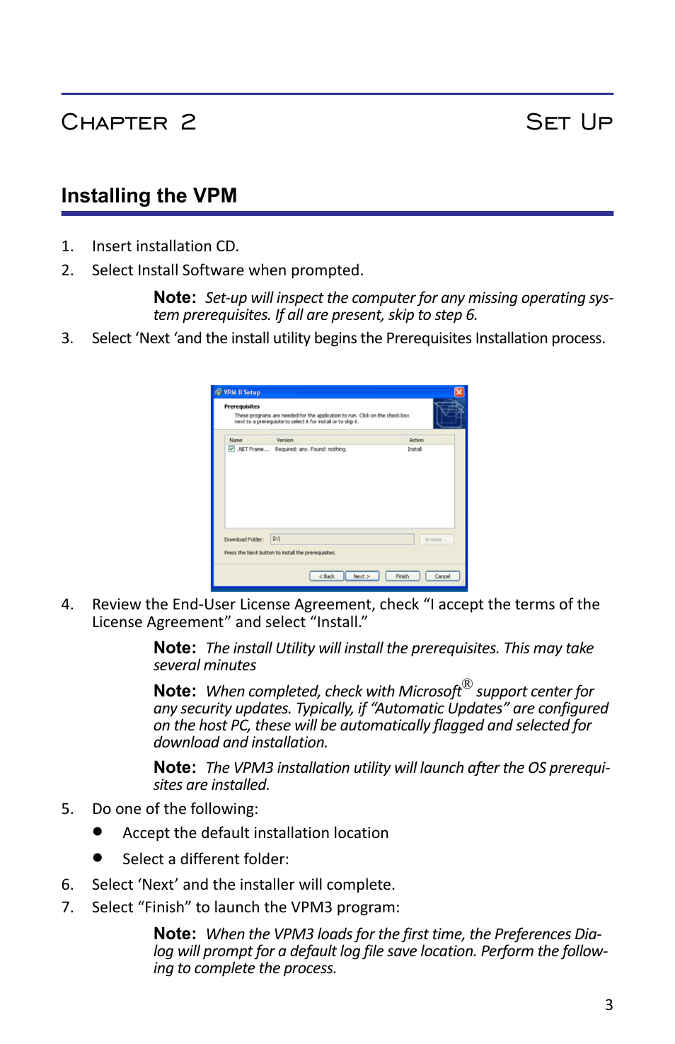 Chapter 2 set up, Installing the vpm, Figure 2 install, prerequisites installation | Bird Technologies VPM3 User Manual | Page 11 / 64