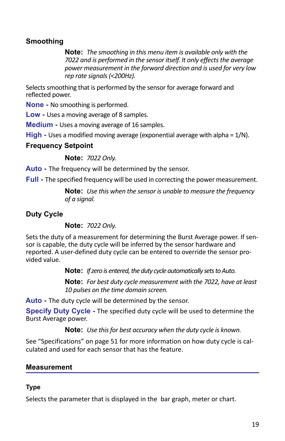 Smoothing, Frequency setpoint, Duty cycle | Measurement, Type | Bird Technologies VPM3 User Manual | Page 27 / 64