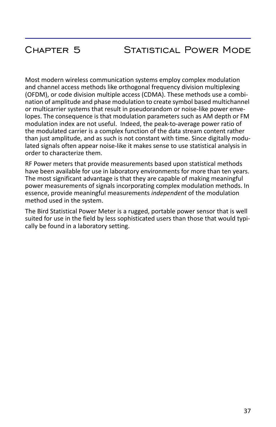 Chapter 5 statistical power mode | Bird Technologies VPM3 User Manual | Page 45 / 64