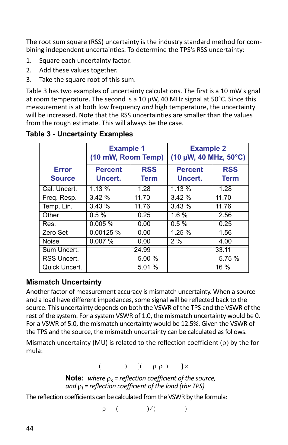Mismatch uncertainty | Bird Technologies VPM3 User Manual | Page 52 / 64