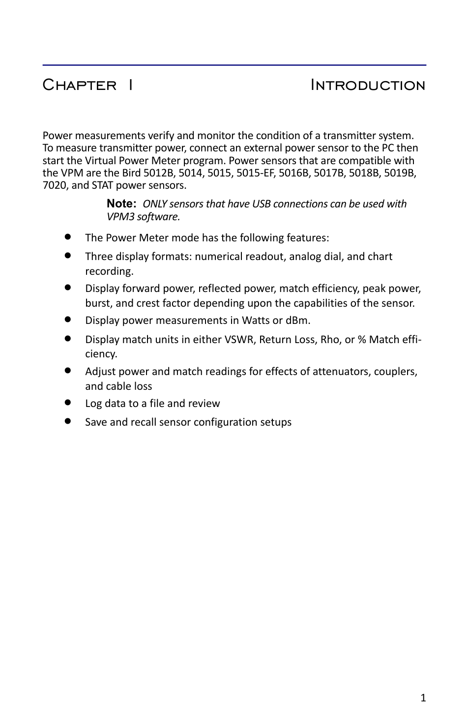 Chapter 1 introduction | Bird Technologies VPM3 User Manual | Page 9 / 64