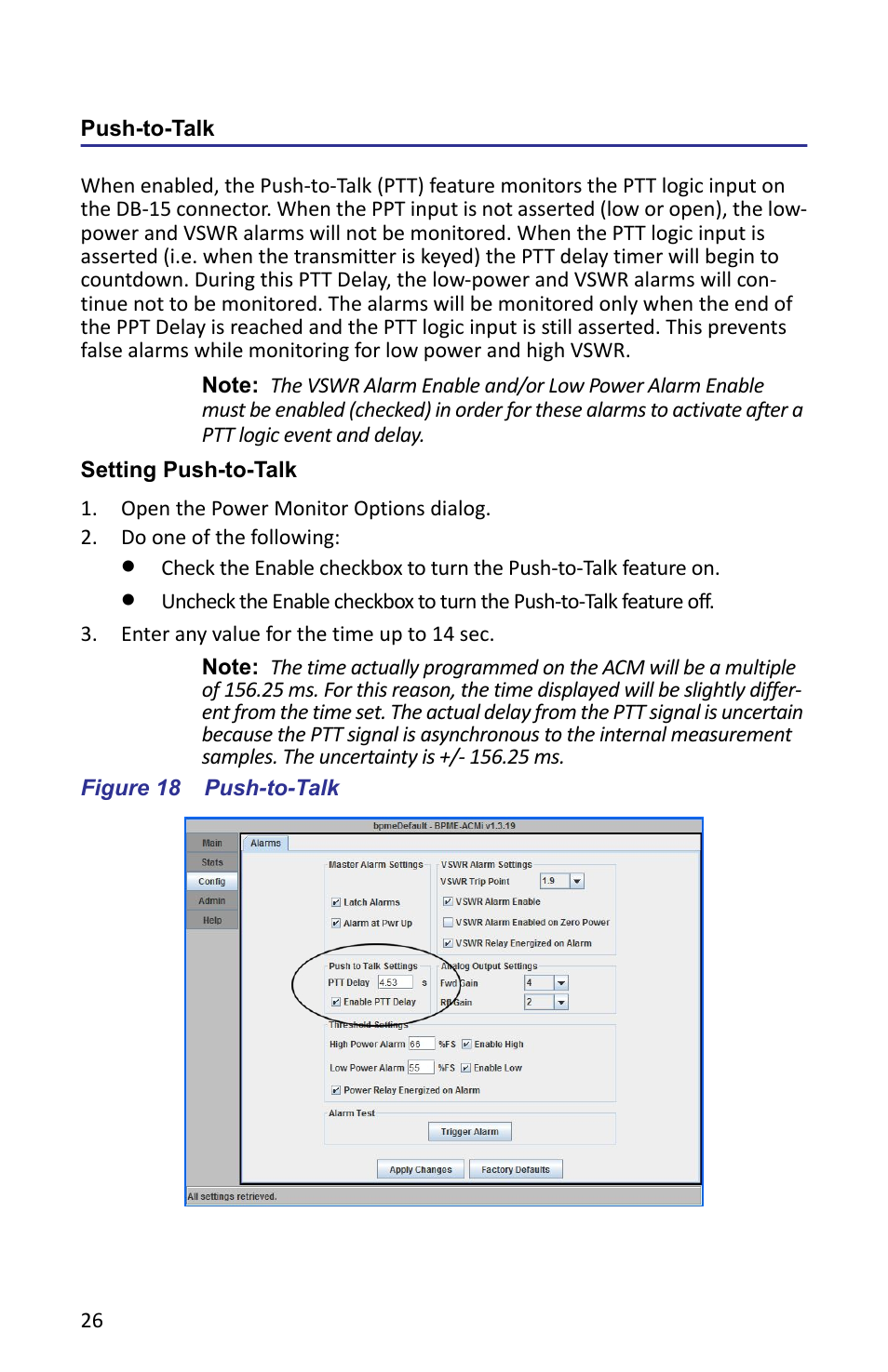 Push-to-talk, Setting push-to-talk, Figure 18 push-to-talk | Bird Technologies ACMI User Manual | Page 38 / 48