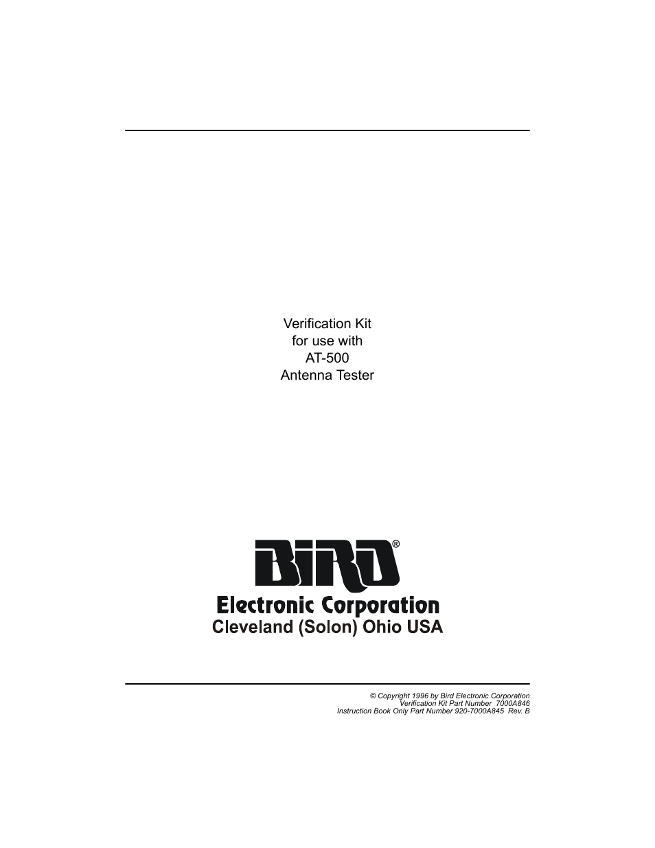 Bird Technologies 7000A845 User Manual | 8 pages