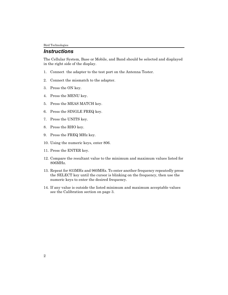 Instructions | Bird Technologies 7000A845 User Manual | Page 4 / 8