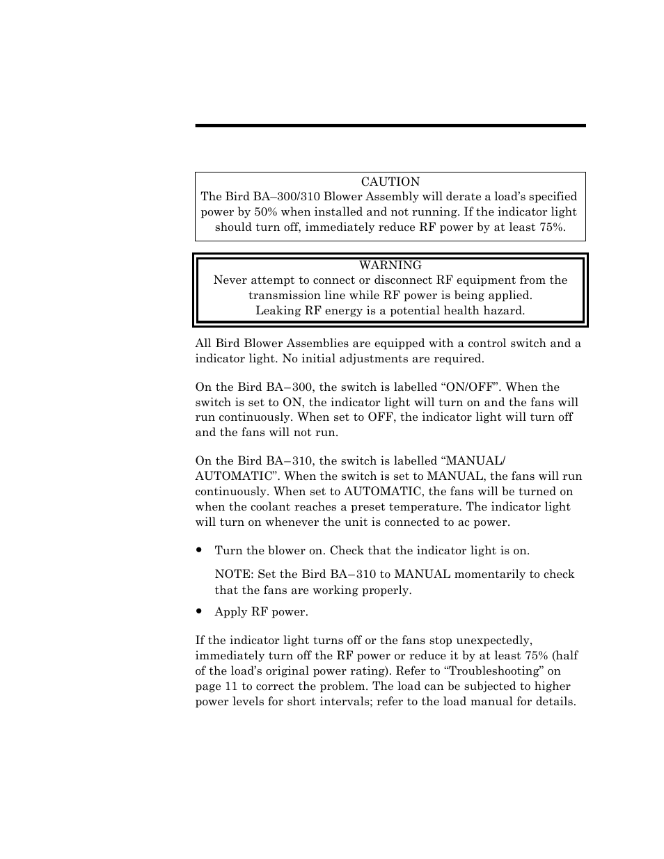 Chapter 4 operating instructions | Bird Technologies BA-310 Series User Manual | Page 19 / 29