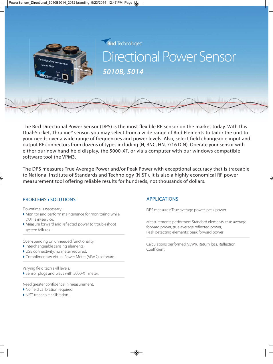 Bird Technologies 5010 Series-Datasheet User Manual | 2 pages