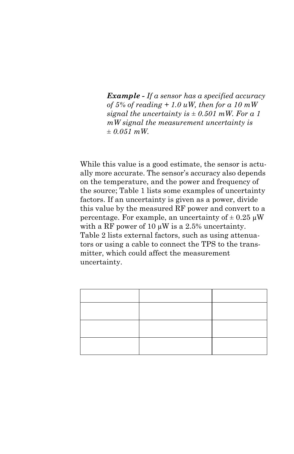 Sensor uncertainty | Bird Technologies 5015 Series-Manual User Manual | Page 18 / 31