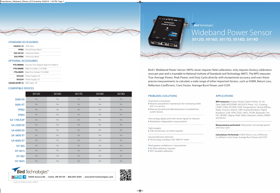 Wideband power sensor | Bird Technologies 5019D-Datasheet User Manual | Page 4 / 4