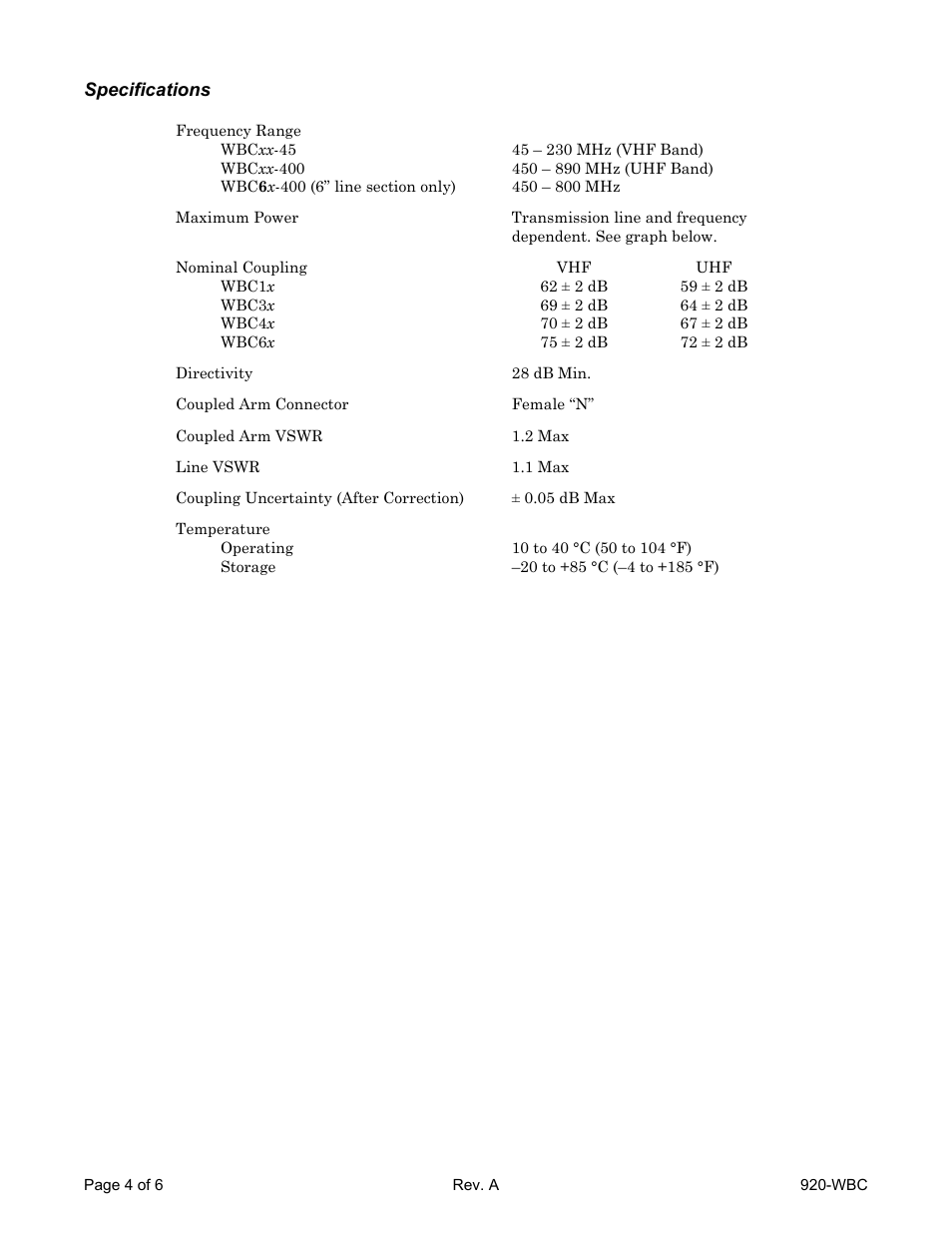 Bird Technologies WBC Series-Manual User Manual | Page 4 / 6