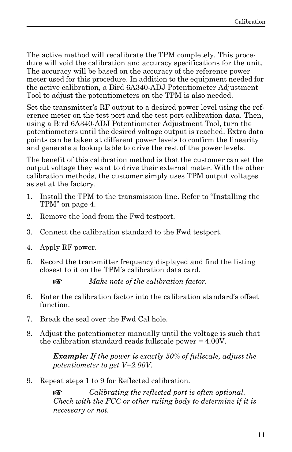 Active calibration | Bird Technologies 3140 Display User Manual | Page 21 / 36