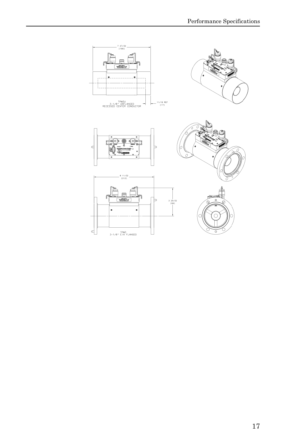 Figure 12 unflanged 3-1/8” tpm, Figure 13 flanged 3-1/8” tpm | Bird Technologies 3140 Display User Manual | Page 27 / 36
