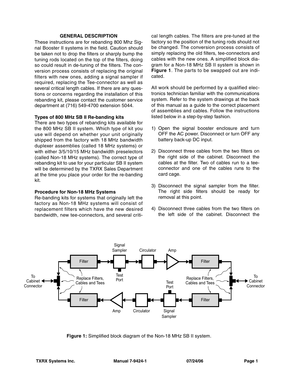 General description, Types of 800 mhz sb ii re-banding kits, Procedure for non-18 mhz systems | Bird Technologies 61-89A-50 Series-Manual User Manual | Page 7 / 28
