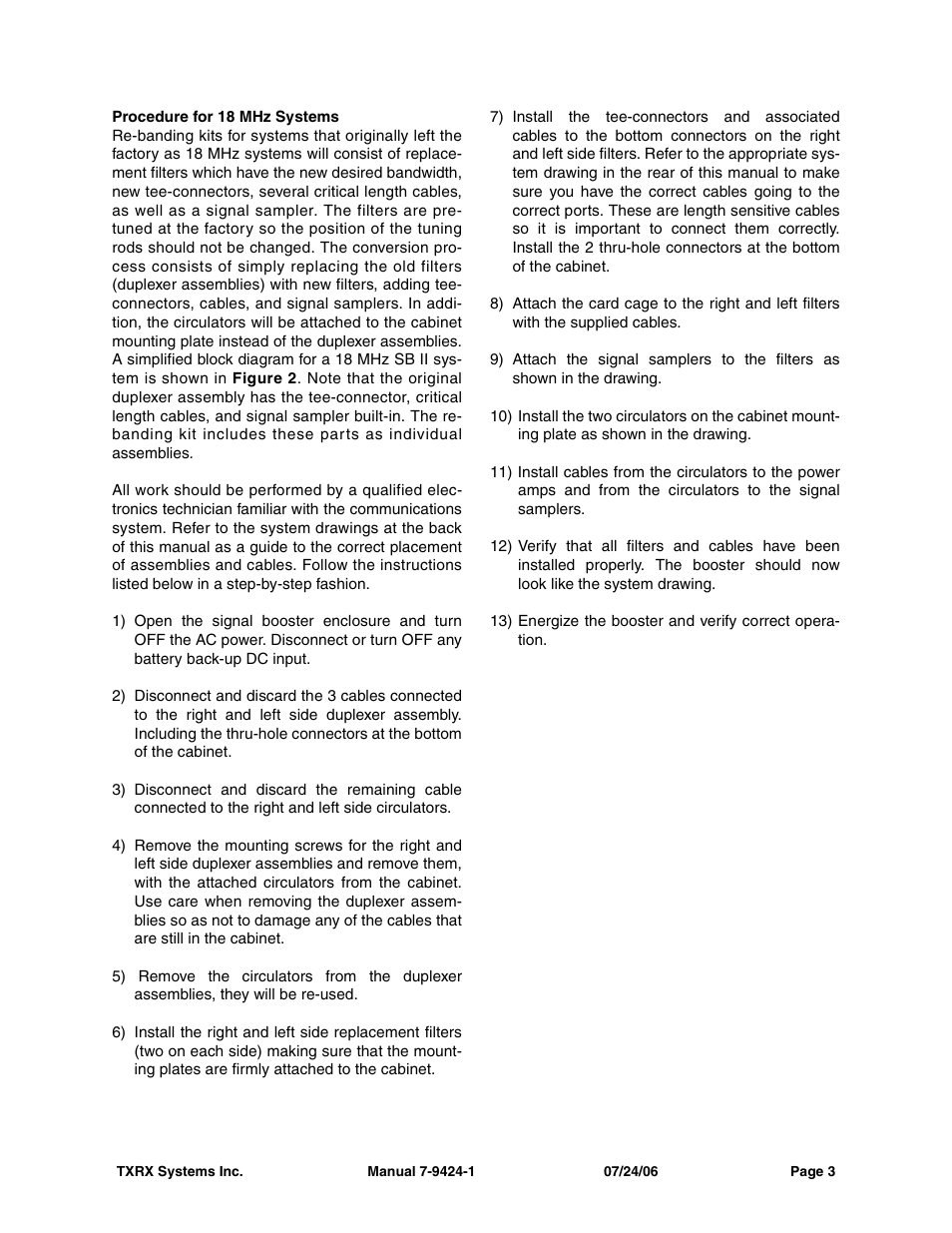 Procedure for 18 mhz systems | Bird Technologies 61-89A-50 Series-Manual User Manual | Page 9 / 28