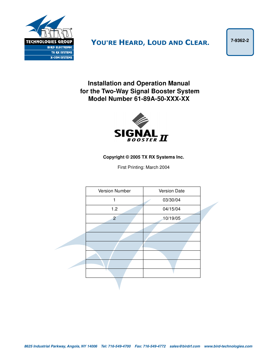Bird Technologies 61-89A-50 Series-Installation Instructions User Manual | 32 pages