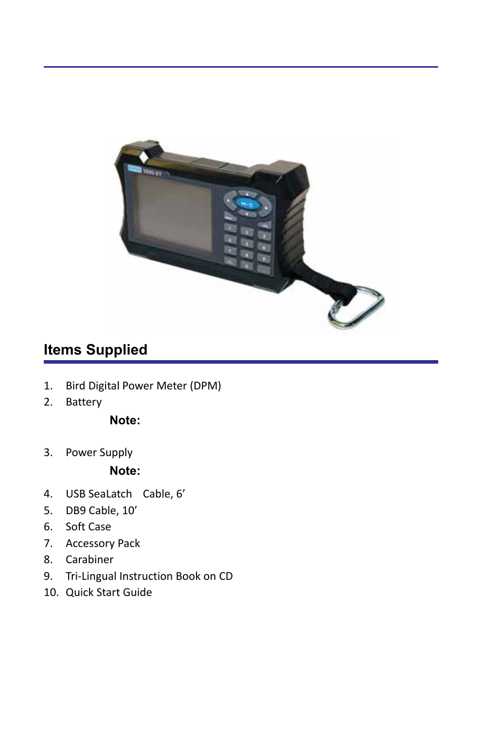 Chapter 1 introduction, Items supplied | Bird Technologies 5000-XT-Manual User Manual | Page 15 / 239