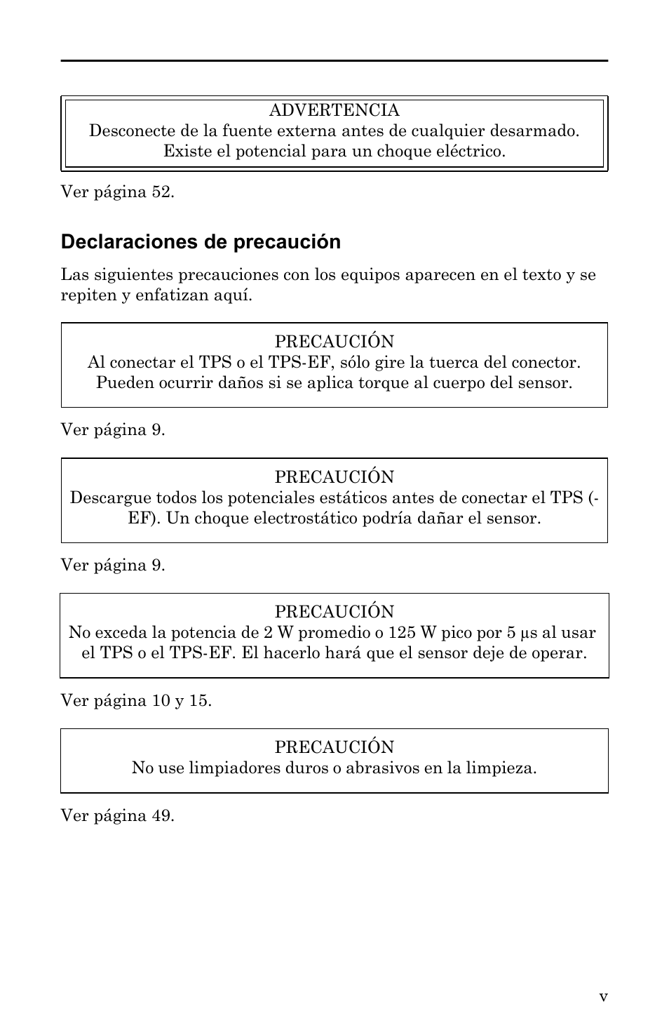 Declaraciones de precaución | Bird Technologies 5000-XT-Manual User Manual | Page 161 / 239