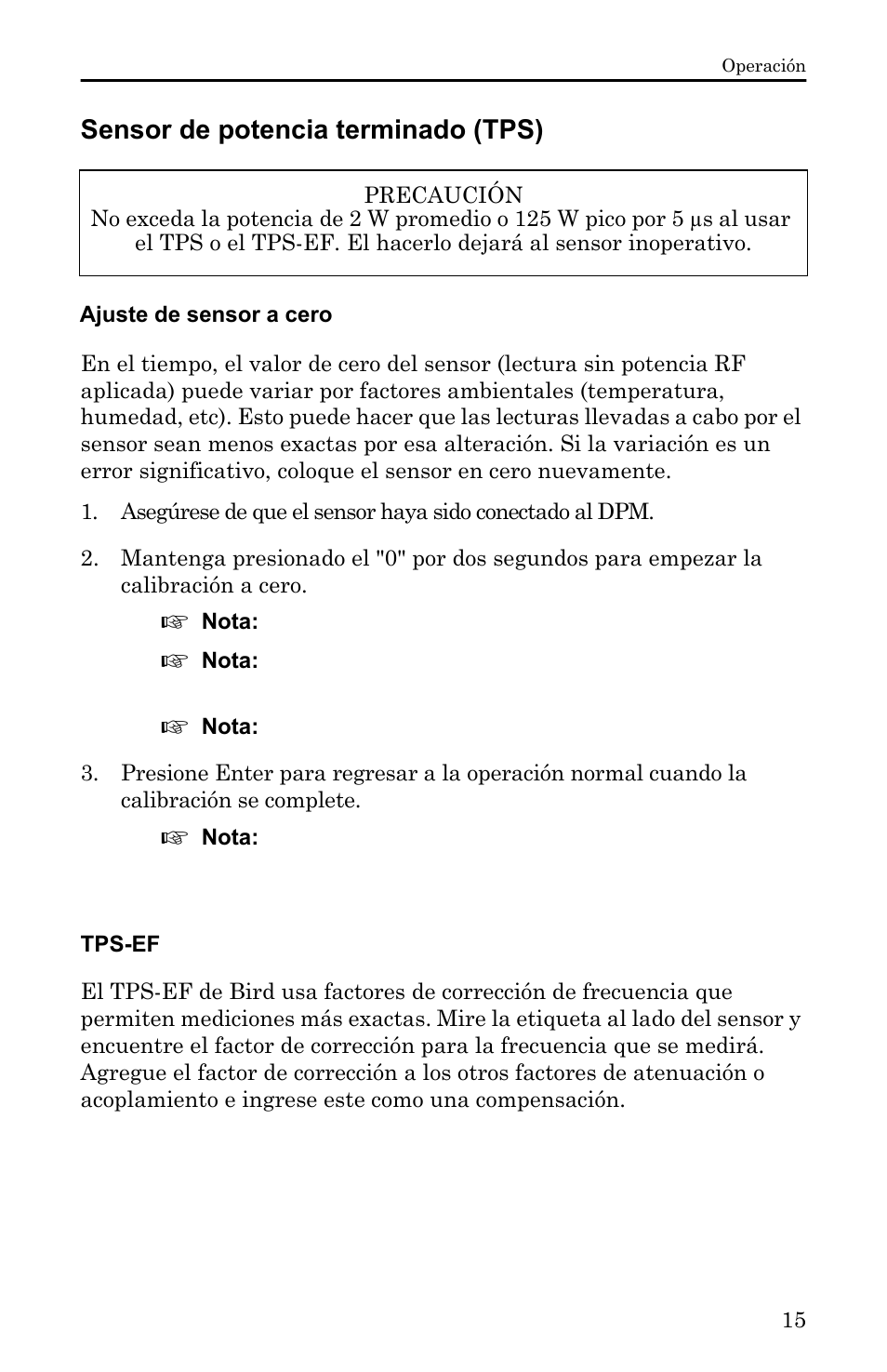 Sensor de potencia terminado (tps), Ajuste de sensor a cero, Tps-ef | Bird Technologies 5000-XT-Manual User Manual | Page 185 / 239