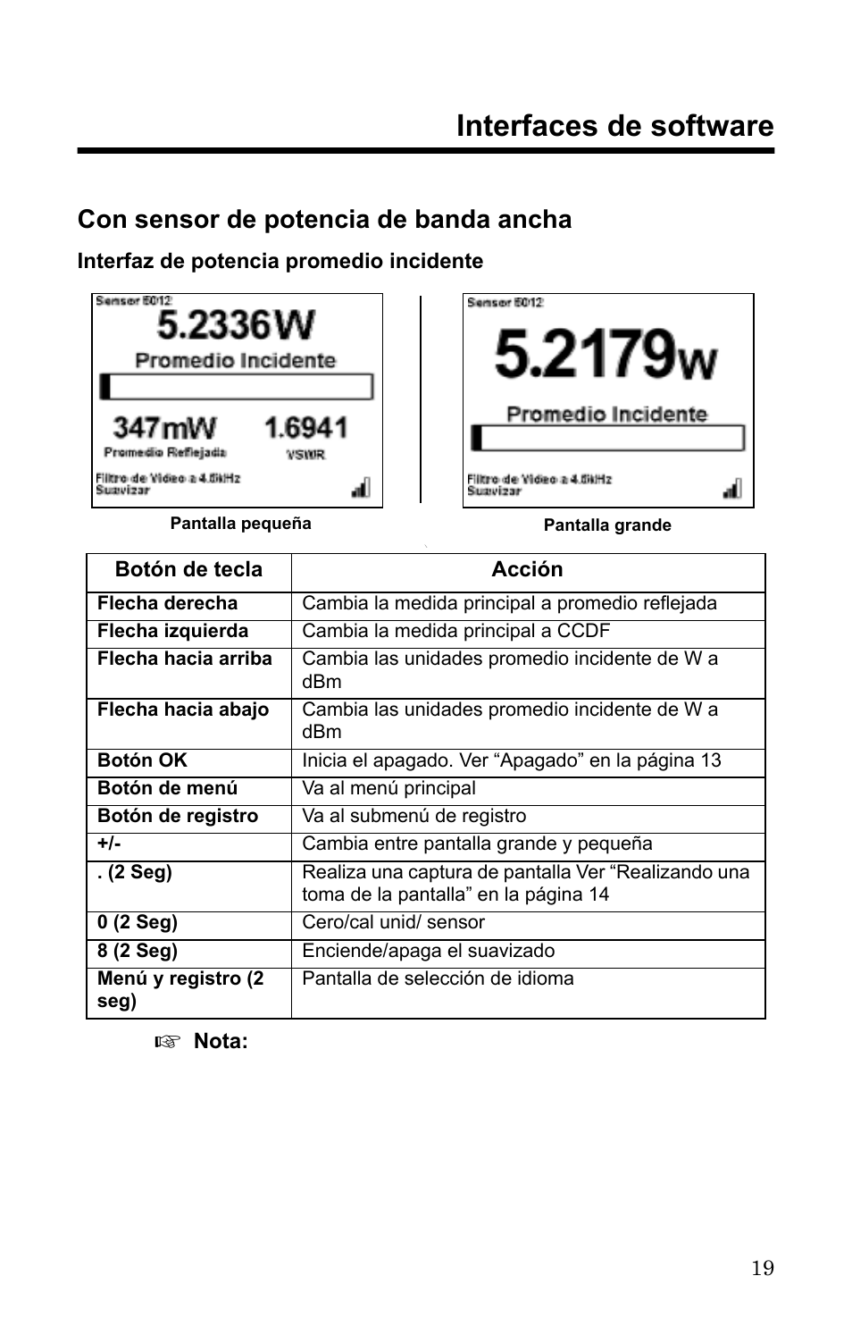 Capítulo 4 interfaces de software, Con sensor de potencia de banda ancha, Interfaz de potencia promedio incidente | Chapter 4 interfaces de software | Bird Technologies 5000-XT-Manual User Manual | Page 189 / 239