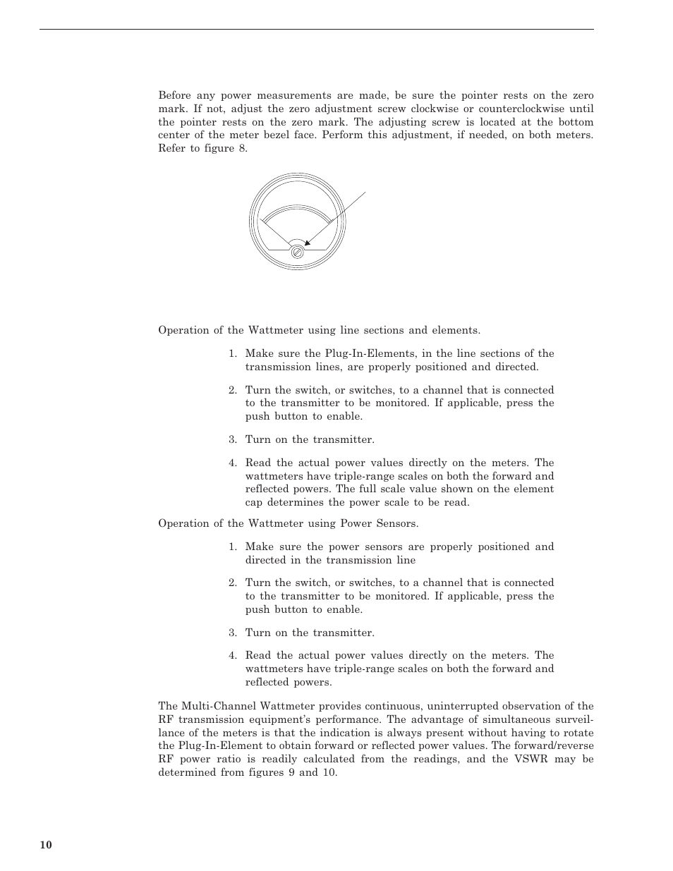Zeroing meters, Using the wattmeter | Bird Technologies 4201 Series User Manual | Page 20 / 27