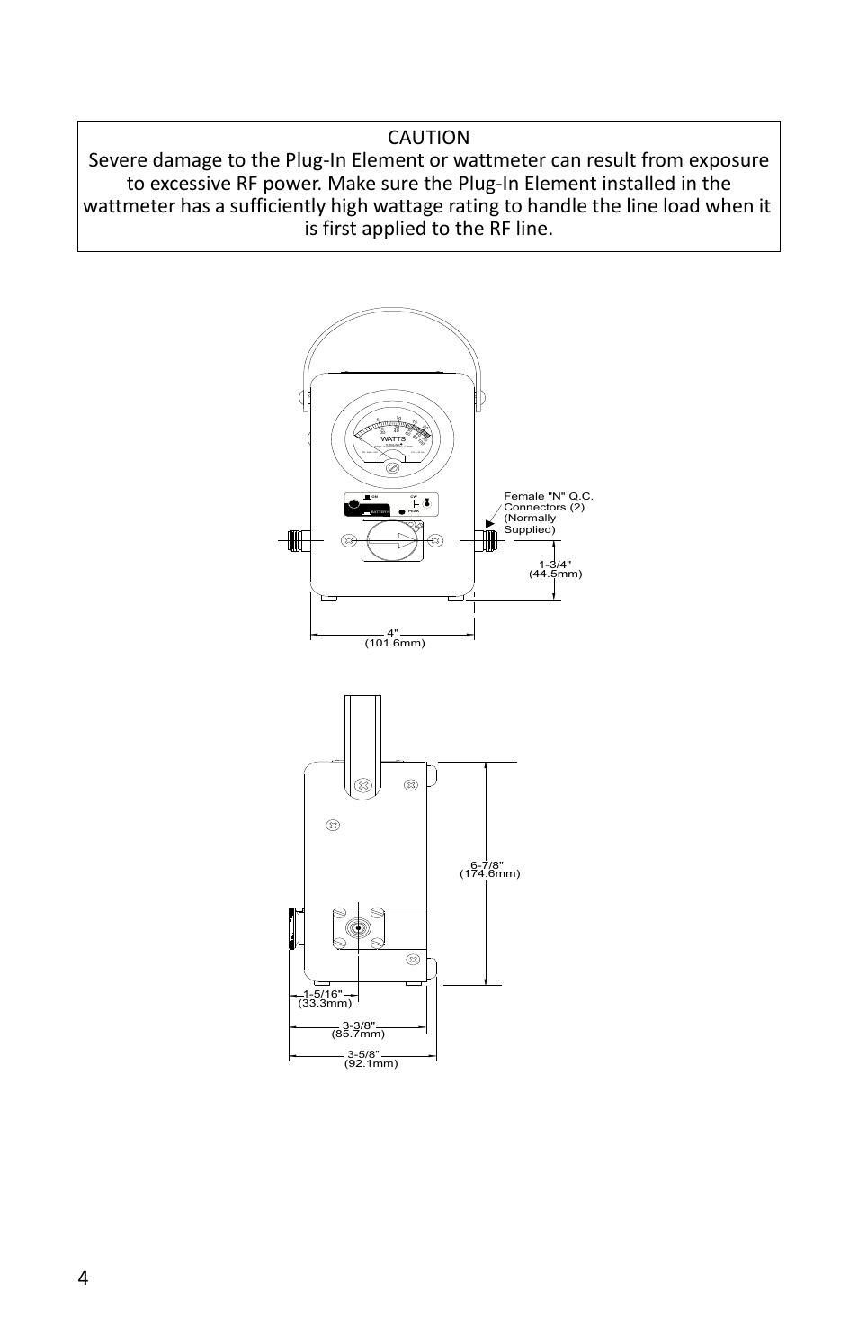 Figure 1 model 4314b outline drawing | Bird Technologies 4314B User Manual | Page 16 / 46