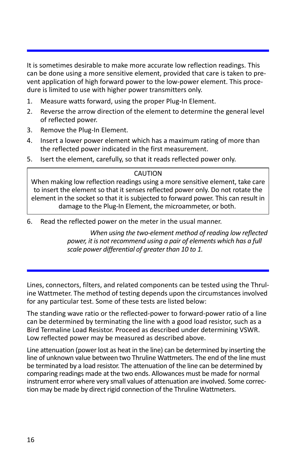 Making low reflection readings | Bird Technologies 4314B User Manual | Page 28 / 46