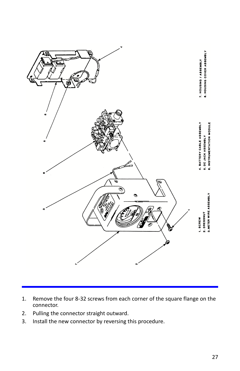 Figure 11 replacing the instrumentation module, Replacing the quick-change connectors | Bird Technologies 4314B User Manual | Page 39 / 46