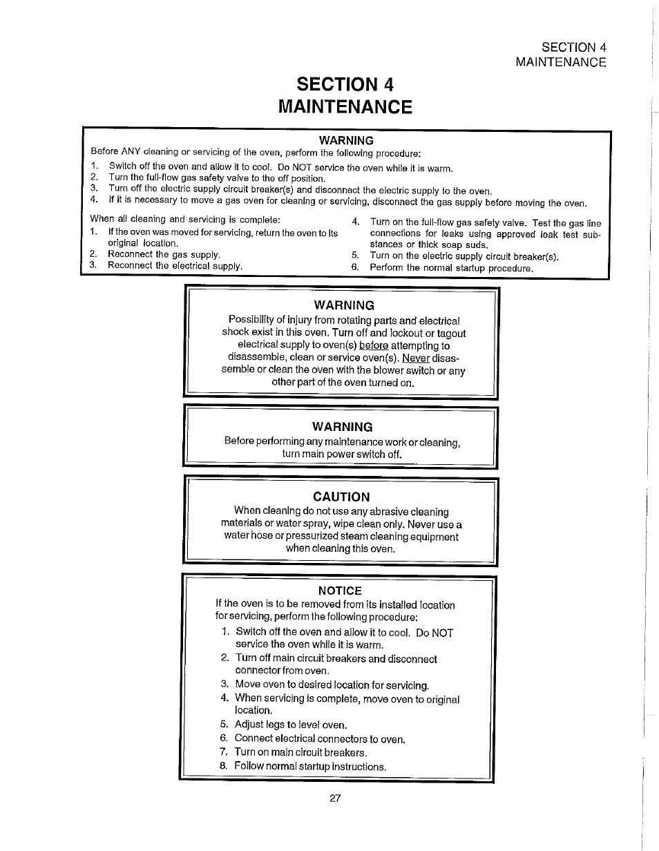 Warning, Caution, Notice | Blodgett S1820G User Manual | Page 33 / 50