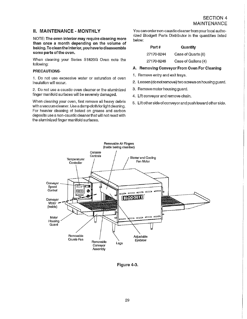 Il maintenance-monthly, Precautions | Blodgett S1820G User Manual | Page 35 / 50