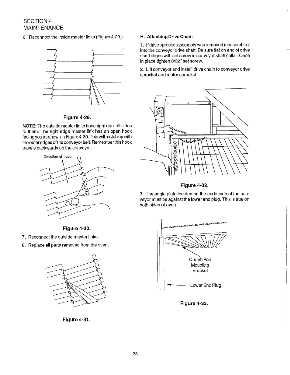 H. attaching drive chain | Blodgett S1820G User Manual | Page 44 / 50