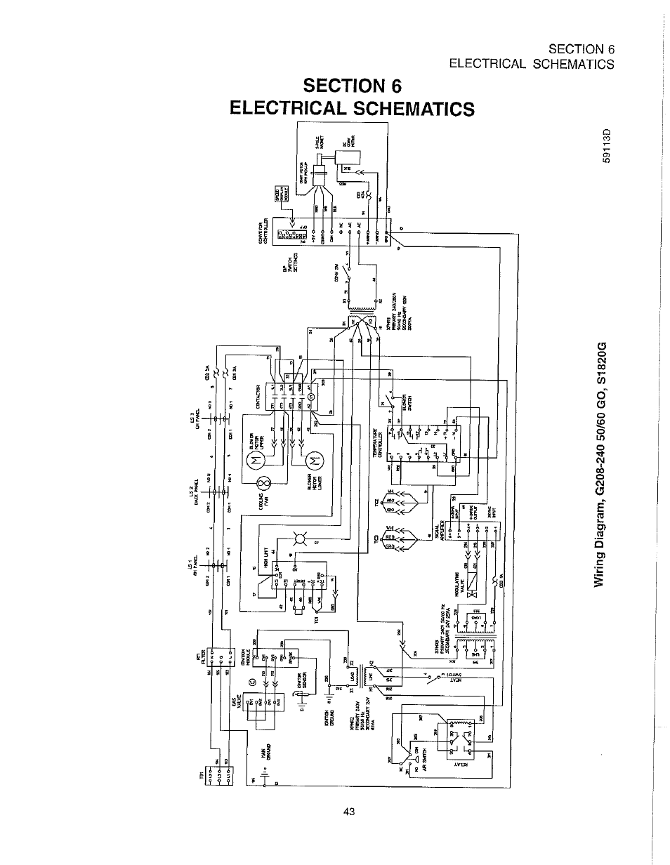 Section 6 electrical schematics | Blodgett S1820G User Manual | Page 49 / 50