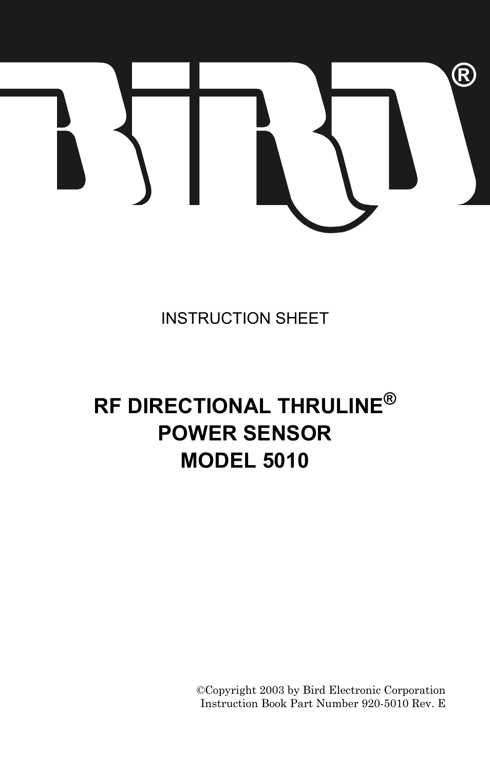Bird Technologies 5010 User Manual | 7 pages