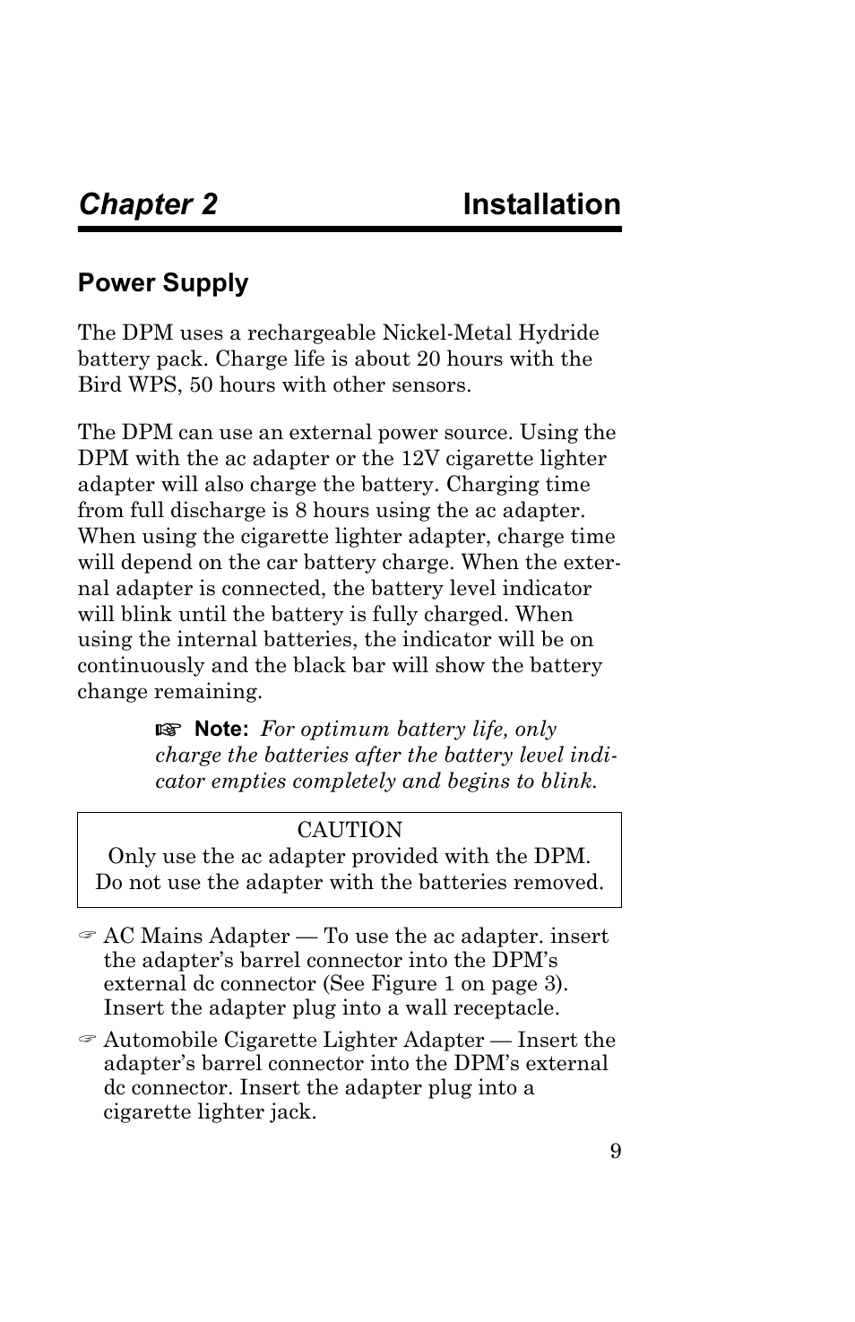 Chapter 2 installation, Power supply, Installation | Bird Technologies 5000-EX User Manual | Page 21 / 48