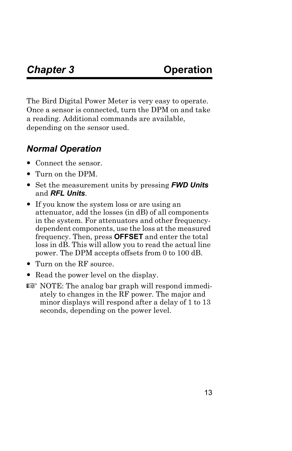 Chapter 3 operation, Normal operation, Operation | Bird Technologies 5000 Series User Manual | Page 27 / 48