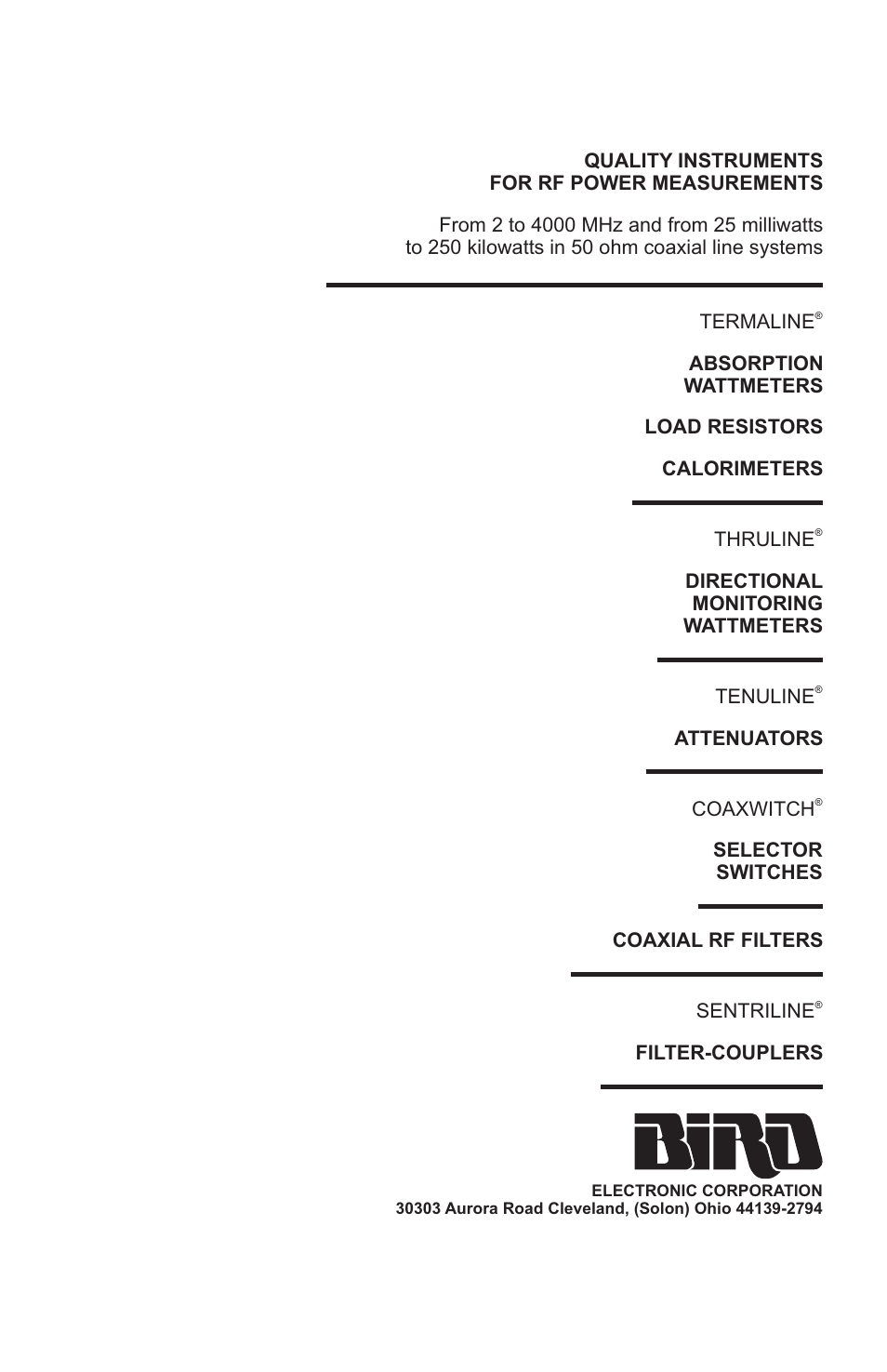 Bird Technologies 5000 Series User Manual | Page 48 / 48