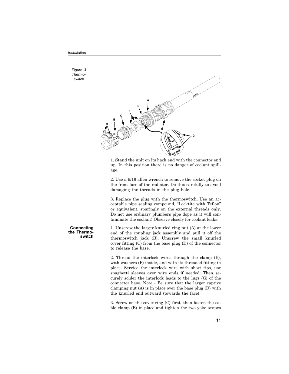 Con necting the thermoswitch 11, Connecting the thermoswitch | Bird Technologies 6730B Series User Manual | Page 19 / 35