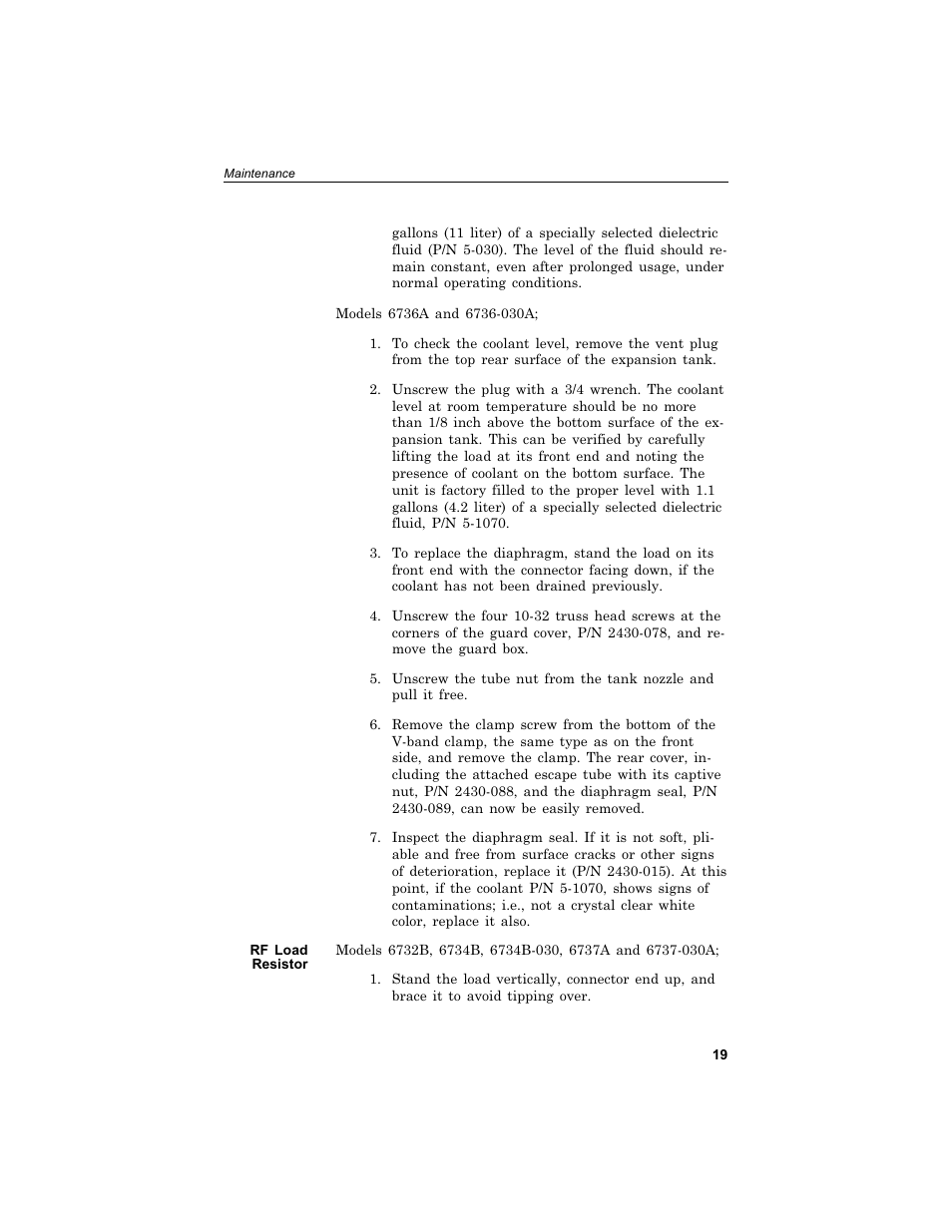 Rf load re sis tor 19, Rf load resistor | Bird Technologies 6730B Series User Manual | Page 27 / 35