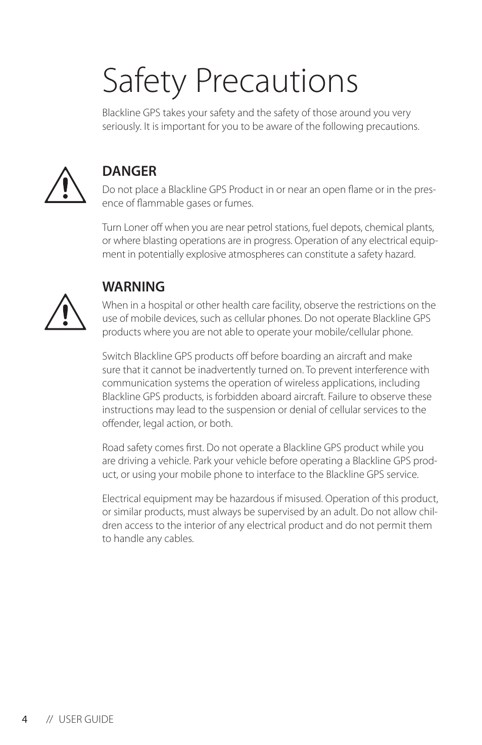 Safety precautions | Blackline GPS Loner SMD User Manual | Page 6 / 24