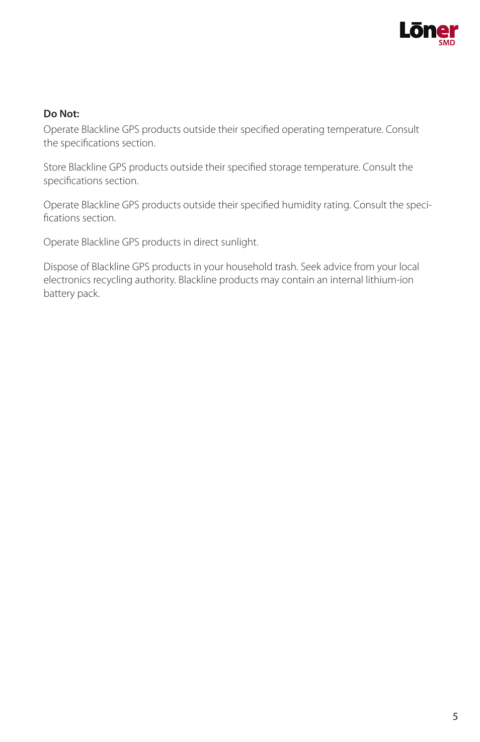 Blackline GPS Loner SMD User Manual | Page 7 / 24