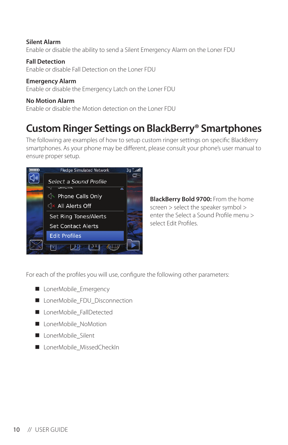 Custom ringer settings on blackberry® smartphones | Blackline GPS Loner Mobile User Manual | Page 12 / 28