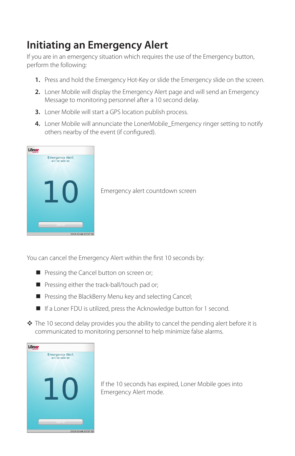 Initiating an emergency alert | Blackline GPS Loner Mobile User Manual | Page 18 / 28