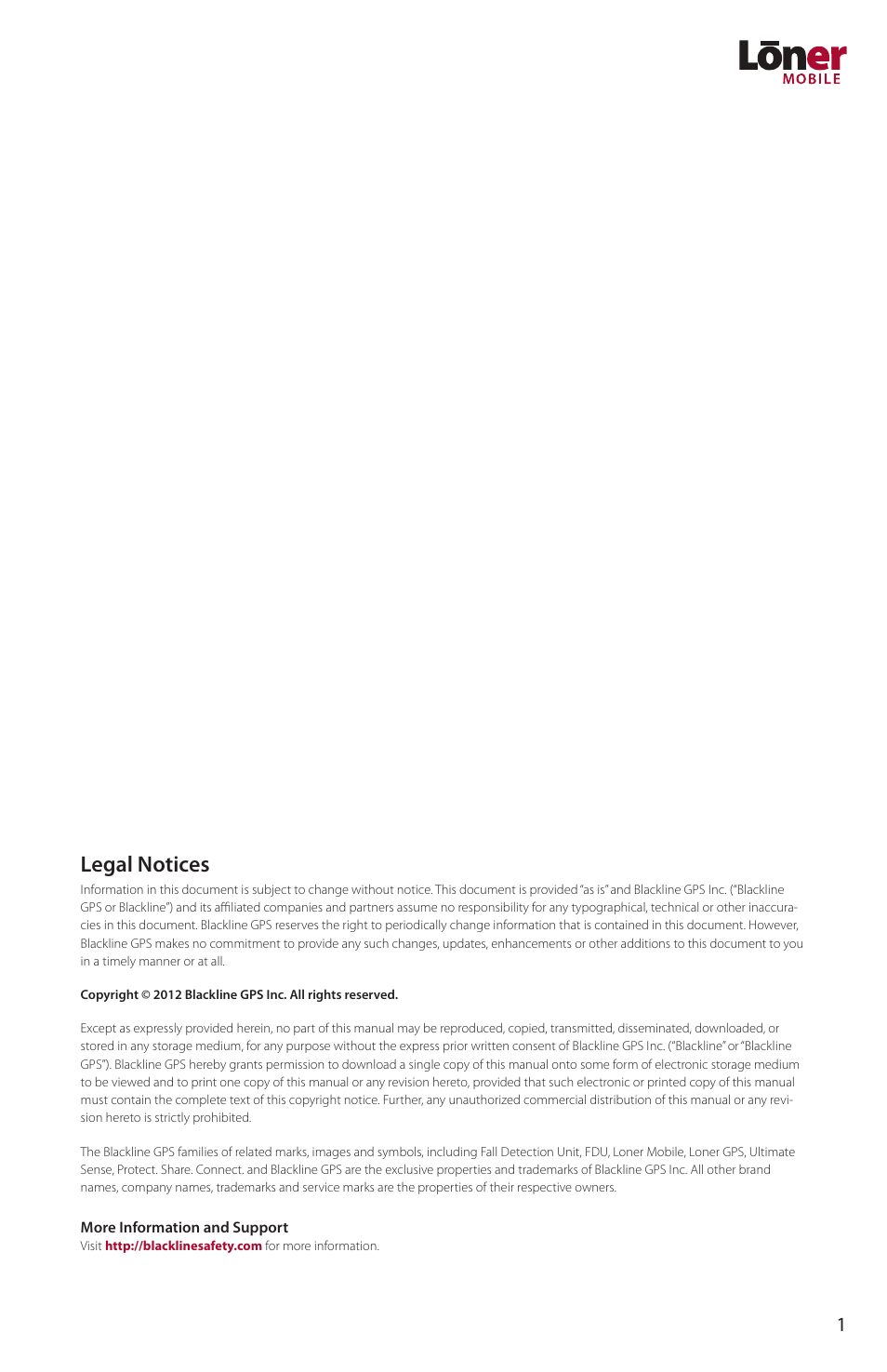Legal notices | Blackline GPS Loner Mobile User Manual | Page 3 / 28